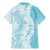 Polynesian Turquoise Plumeria Lei Family Matching Mermaid Dress and Hawaiian Shirt with Hammerhead Shark