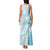 Polynesian Turquoise Plumeria Lei Family Matching Tank Maxi Dress and Hawaiian Shirt with Hammerhead Shark