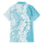 Polynesian Turquoise Plumeria Lei Hawaiian Shirt with Hammerhead Shark