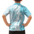 Polynesian Turquoise Plumeria Lei Hawaiian Shirt with Hammerhead Shark