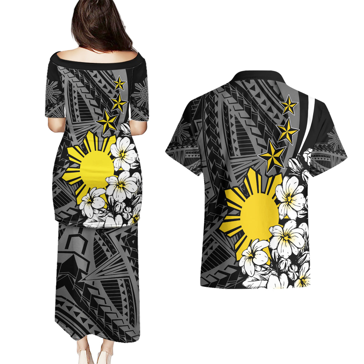 Philippines Sampaguita Personalised Couples Matching Puletasi and Hawaiian Shirt Women's Day LT7 - Polynesian Pride