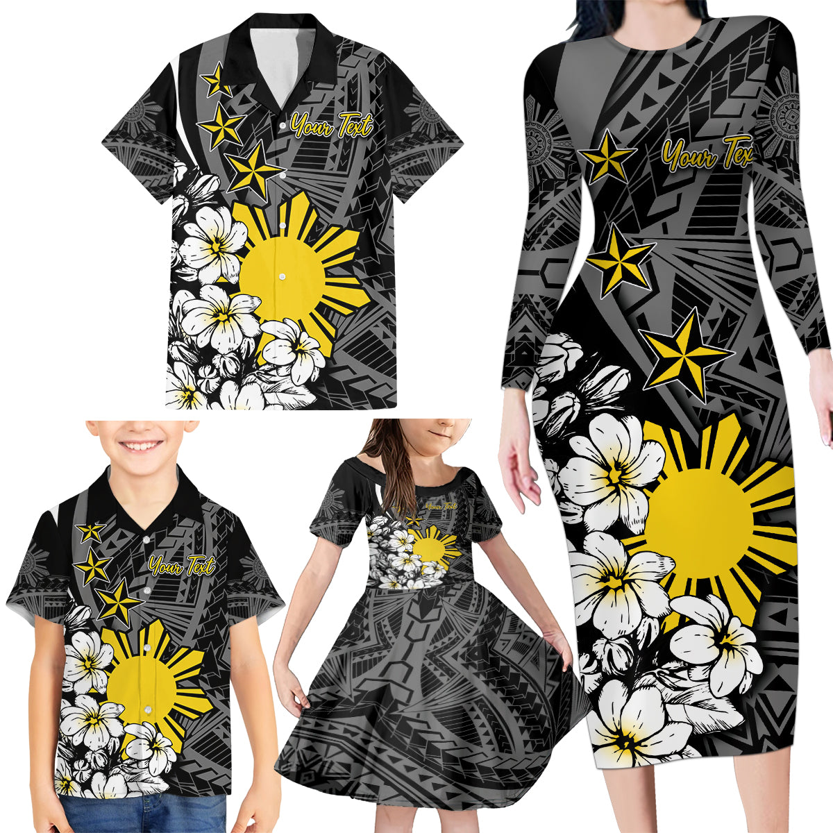 Philippines Sampaguita Personalised Family Matching Long Sleeve Bodycon Dress and Hawaiian Shirt Women's Day LT7 - Polynesian Pride