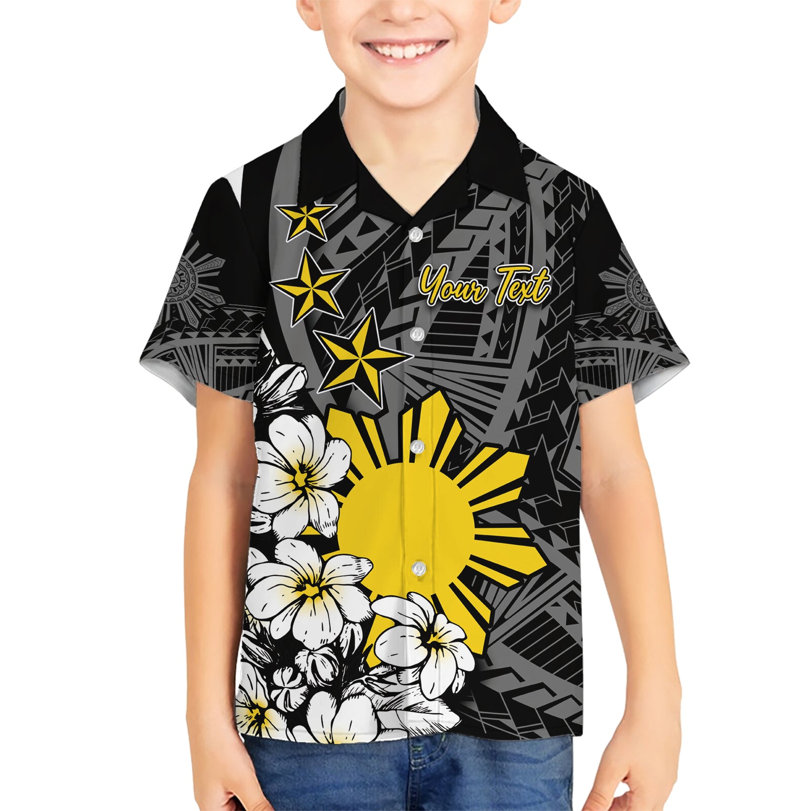 Philippines Sampaguita Personalised Kid Hawaiian Shirt Women's Day LT7 Kid Black - Polynesian Pride
