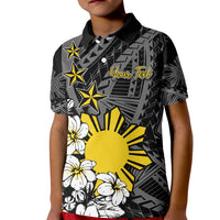 Philippines Sampaguita Personalised Kid Polo Shirt Women's Day LT7 Kid Black - Polynesian Pride