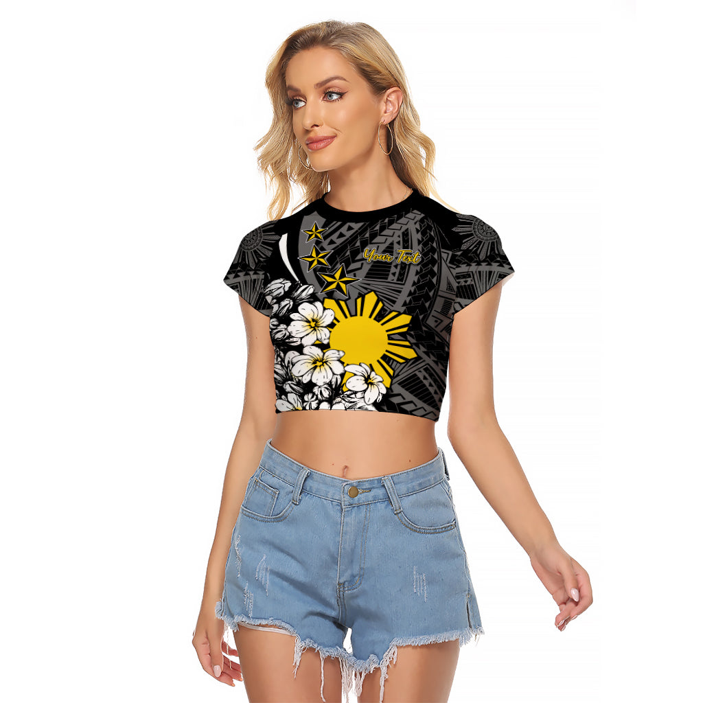Philippines Sampaguita Personalised Raglan Cropped T Shirt Women's Day LT7 Female Black - Polynesian Pride