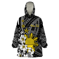 Philippines Sampaguita Personalised Wearable Blanket Hoodie Women's Day LT7 One Size Black - Polynesian Pride