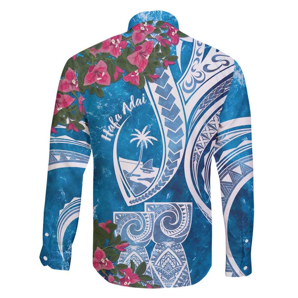 Hafa Adai Guam Family Matching Long Sleeve Bodycon Dress and Hawaiian Shirt Crystal Waves LT7 - Polynesian Pride