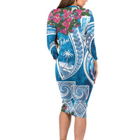 Hafa Adai Guam Family Matching Long Sleeve Bodycon Dress and Hawaiian Shirt Crystal Waves LT7 - Polynesian Pride