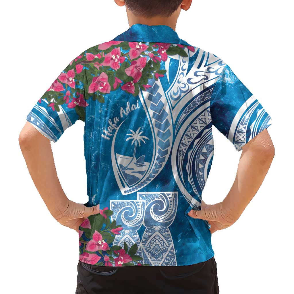 Hafa Adai Guam Family Matching Short Sleeve Bodycon Dress and Hawaiian Shirt Crystal Waves LT7 - Polynesian Pride