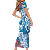 Hafa Adai Guam Family Matching Short Sleeve Bodycon Dress and Hawaiian Shirt Crystal Waves LT7 - Polynesian Pride