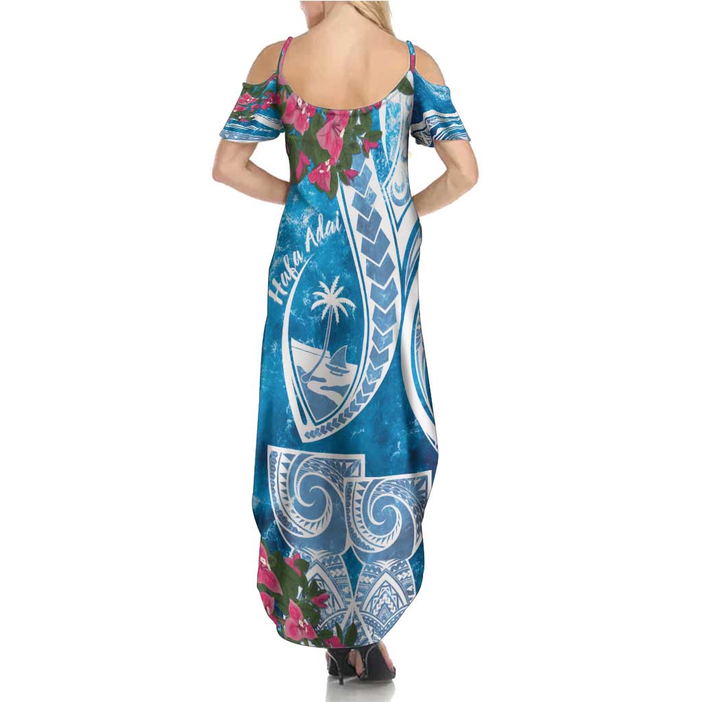 Hafa Adai Guam Family Matching Summer Maxi Dress and Hawaiian Shirt Crystal Waves