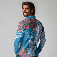 Hafa Adai Guam Long Sleeve Polo Shirt Crystal Waves