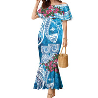 Hafa Adai Guam Mermaid Dress Crystal Waves LT7 Women Blue - Polynesian Pride