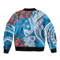 Hafa Adai Guam Sleeve Zip Bomber Jacket Crystal Waves