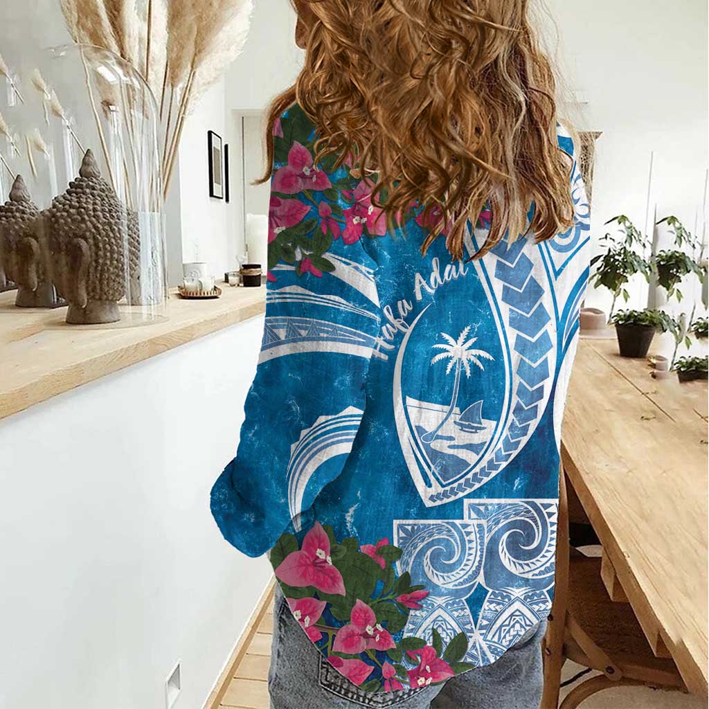 Hafa Adai Guam Women Casual Shirt Crystal Waves LT7 - Polynesian Pride