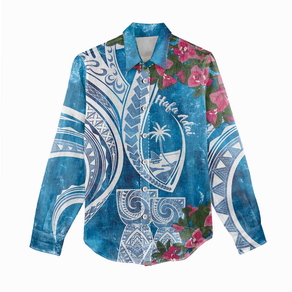 Hafa Adai Guam Women Casual Shirt Crystal Waves LT7 - Polynesian Pride