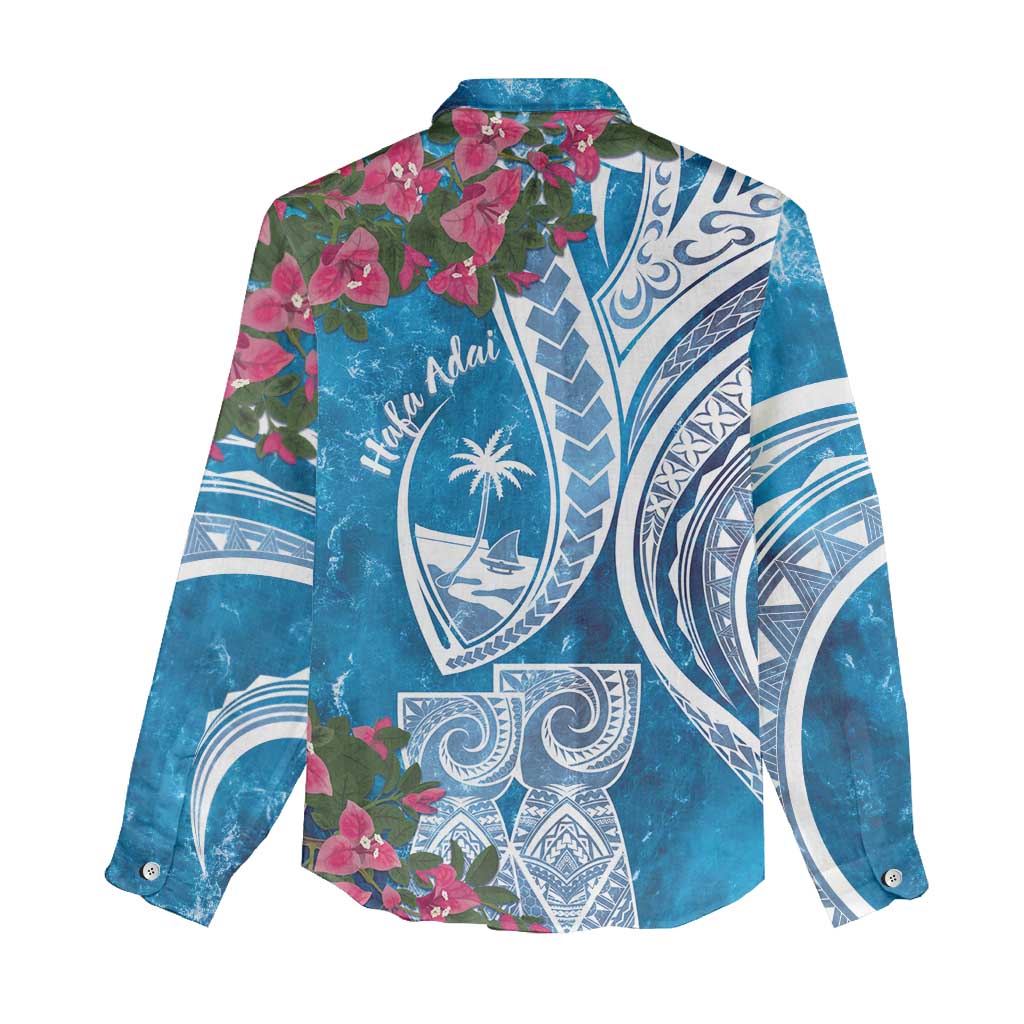 Hafa Adai Guam Women Casual Shirt Crystal Waves LT7 - Polynesian Pride