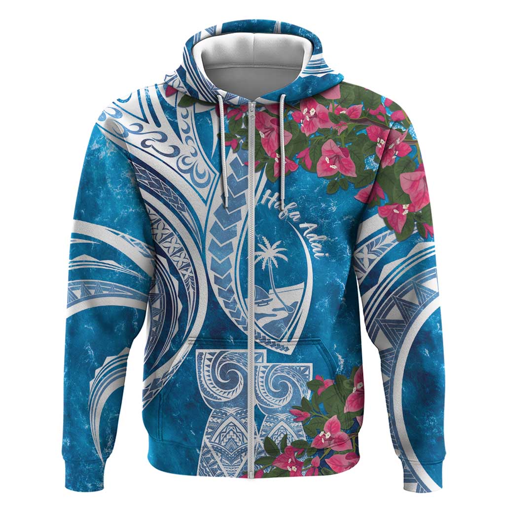 Hafa Adai Guam Zip Hoodie Crystal Waves LT7 Zip Hoodie Blue - Polynesian Pride