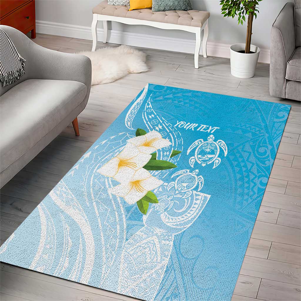 Personalized Guam Chamorro Area Rug Turtles and Guasali Flowers