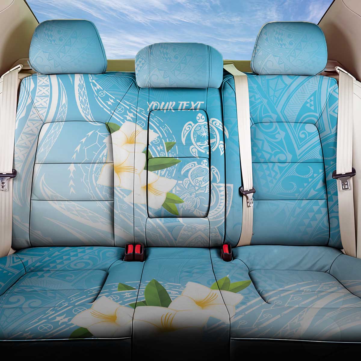 Personalized Guam Chamorro Back Car Seat Cover Turtles and Guasali Flowers