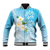 Personalized Guam Chamorro Baseball Jacket Turtles and Guasali Flowers