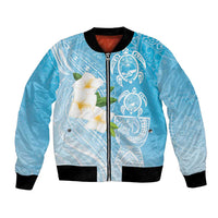 Personalized Guam Chamorro Bomber Jacket Turtles and Guasali Flowers