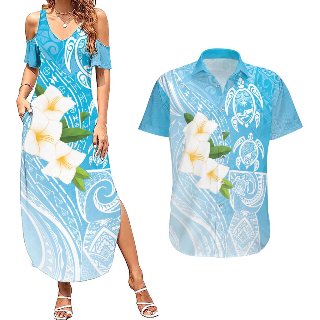 Personalized Guam Chamorro Couples Matching Summer Maxi Dress and Hawaiian Shirt Turtles and Guasali Flowers