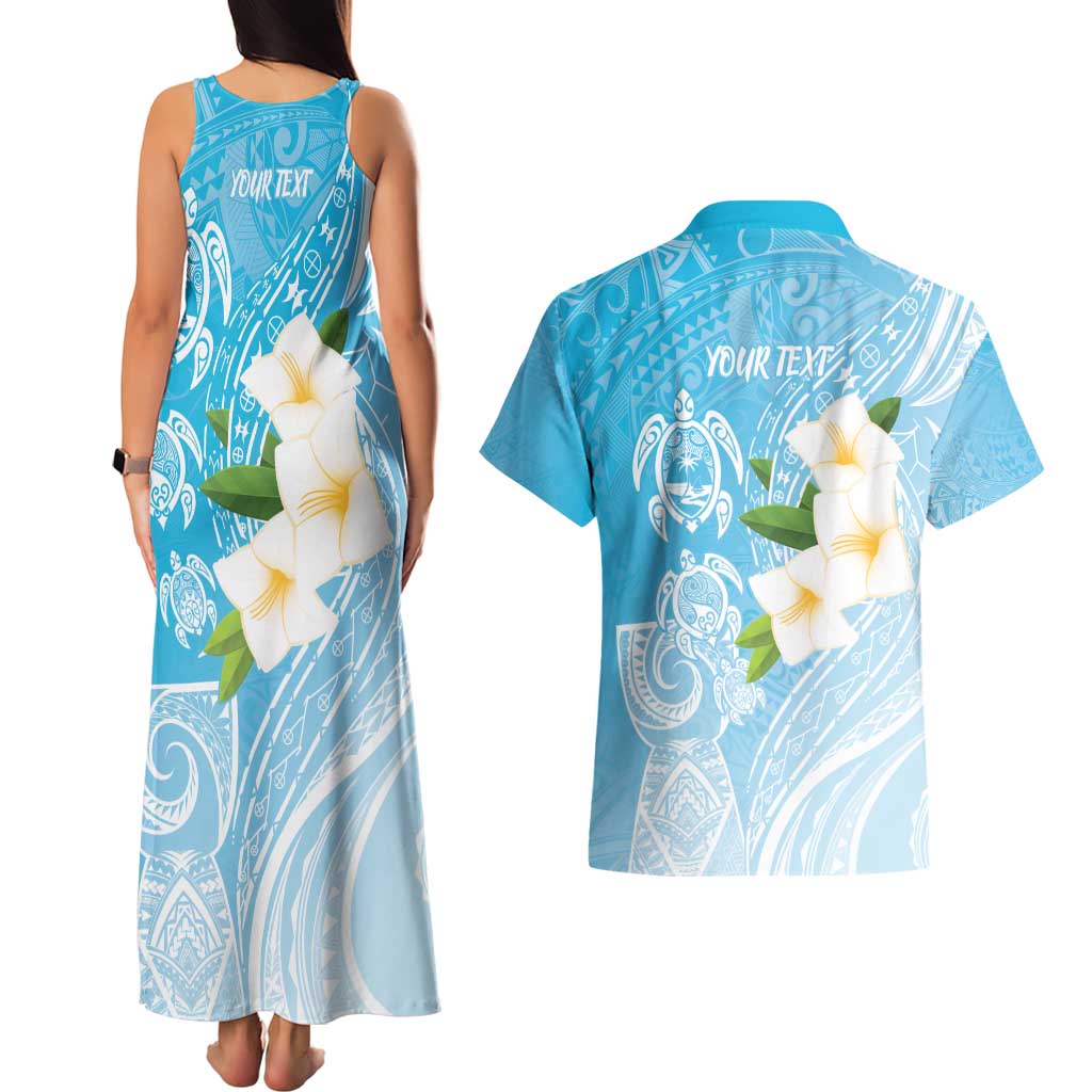 Personalized Guam Chamorro Couples Matching Tank Maxi Dress and Hawaiian Shirt Turtles and Guasali Flowers