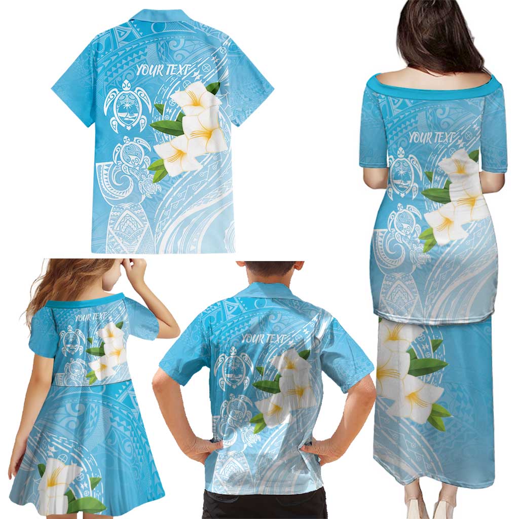 Personalized Guam Chamorro Family Matching Puletasi and Hawaiian Shirt Turtles and Guasali Flowers