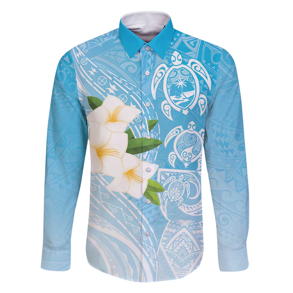 Personalized Guam Chamorro Family Matching Short Sleeve Bodycon Dress and Hawaiian Shirt Turtles and Guasali Flowers LT7 Dad's Shirt - Long Sleeve Turquoise - Polynesian Pride