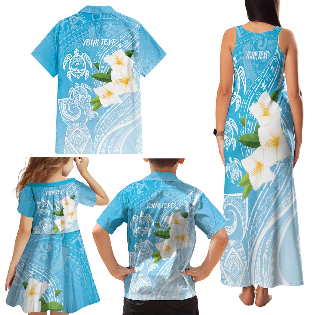 Personalized Guam Chamorro Family Matching Tank Maxi Dress and Hawaiian Shirt Turtles and Guasali Flowers