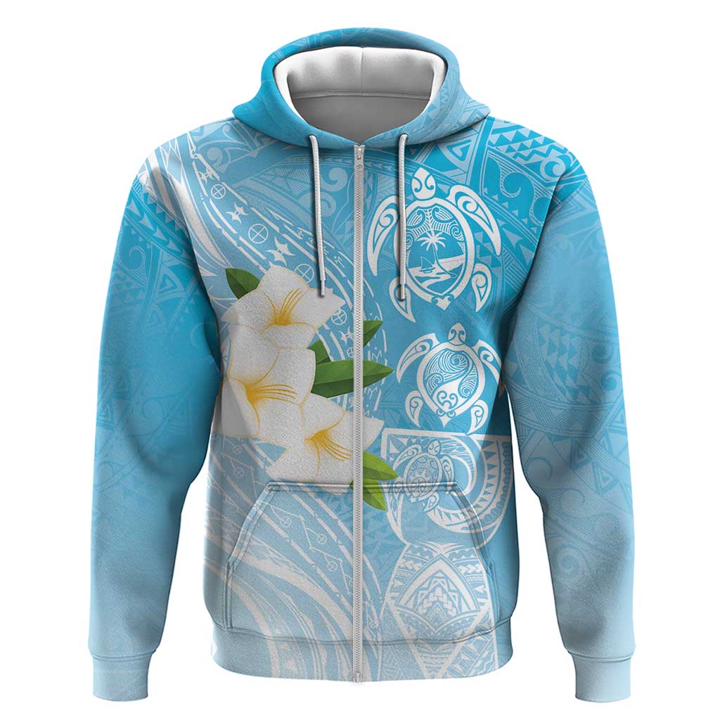 Personalized Guam Chamorro Hoodie Turtles and Guasali Flowers LT7 Zip Hoodie Turquoise - Polynesian Pride