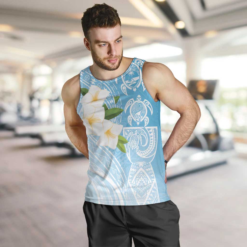 Personalized Guam Chamorro Men Tank Top Turtles and Guasali Flowers LT7 Turquoise - Polynesian Pride