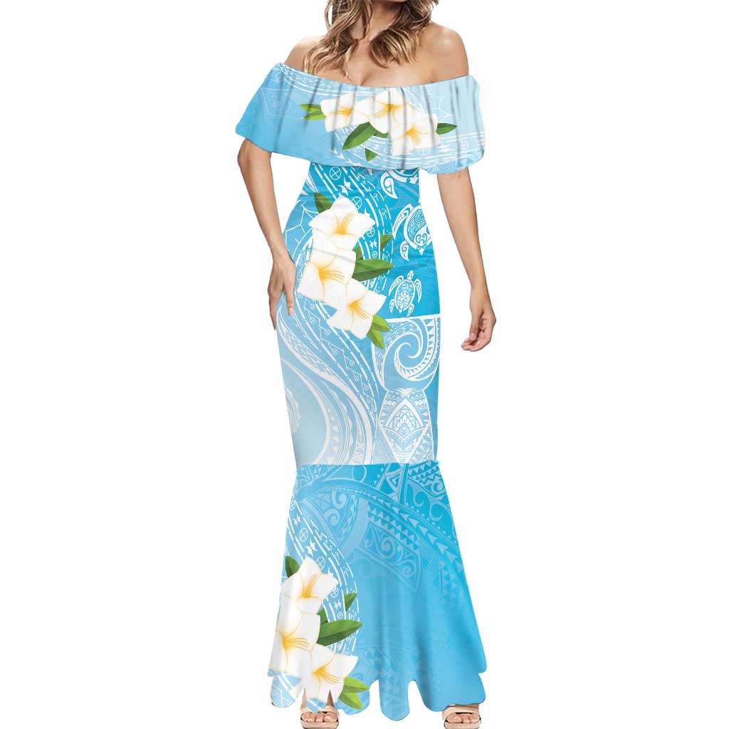 Personalized Guam Chamorro Mermaid Dress Turtles and Guasali Flowers
