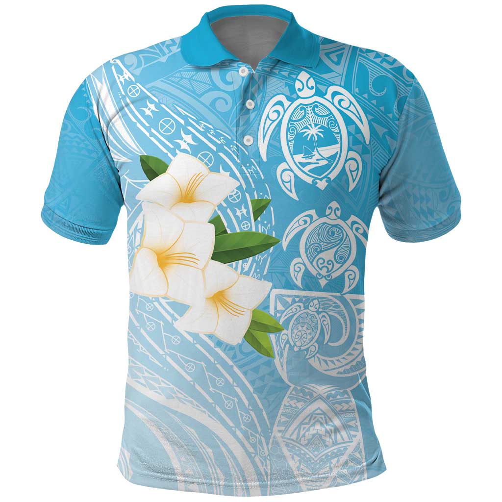 Personalized Guam Chamorro Polo Shirt Turtles and Guasali Flowers LT7 Turquoise - Polynesian Pride