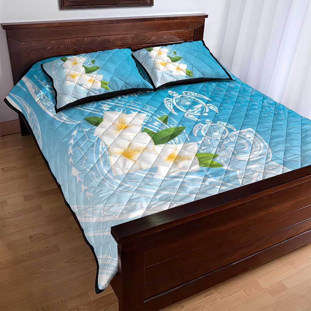 Personalized Guam Chamorro Quilt Bed Set Turtles and Guasali Flowers
