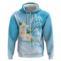 Personalized Guam Chamorro Zip Hoodie Turtles and Guasali Flowers LT7 Zip Hoodie Turquoise - Polynesian Pride