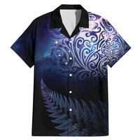 New Zealand Aotearoa Matariki Family Matching Mermaid Dress and Hawaiian Shirt Starry Silver Fern LT7 Dad's Shirt - Short Sleeve Galaxy - Polynesian Pride