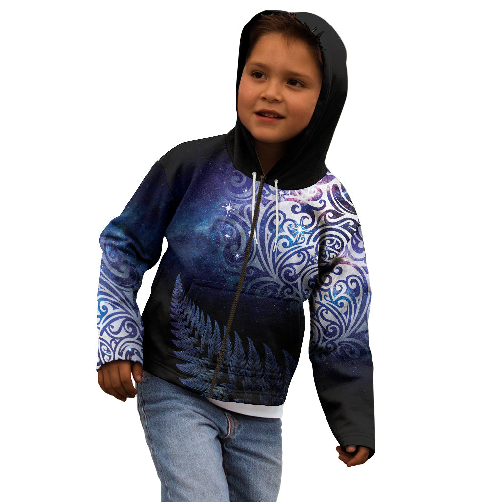 New Zealand Aotearoa Matariki Kid Hoodie Starry Silver Fern