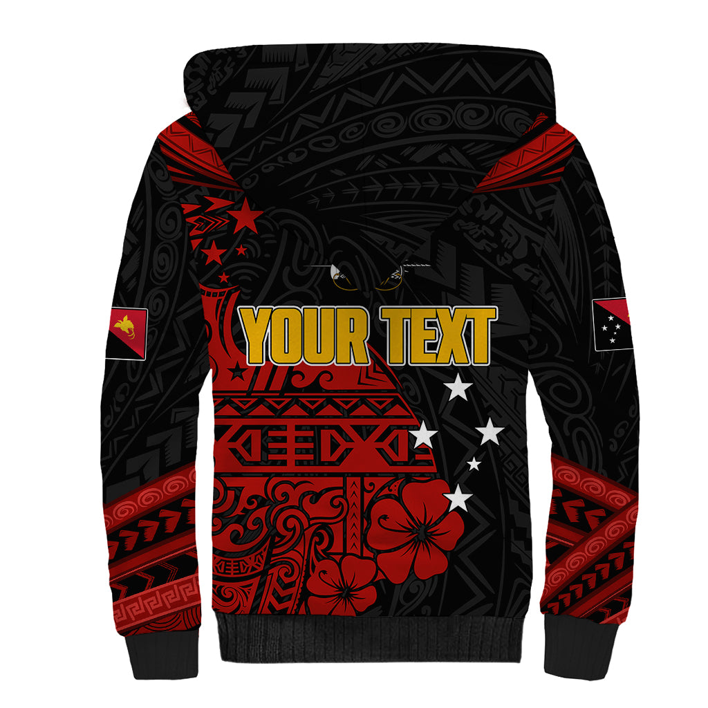 Personalised PNG Kumuls Rugby Sherpa Hoodie Motuan Mix Patterns LT7 - Polynesian Pride