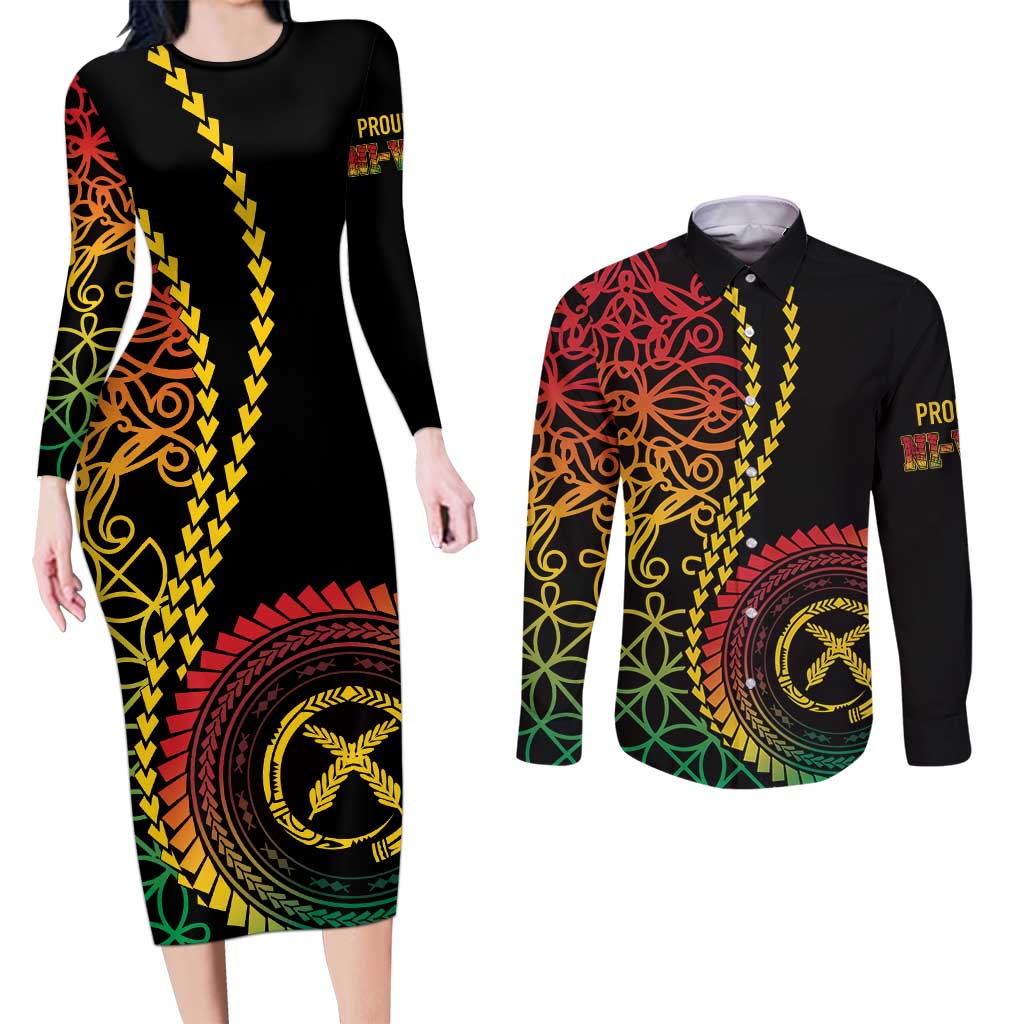 Proudly Ni-Van Sandroing Inspired Classic Style Couples Matching Long Sleeve Bodycon Dress and Long Sleeve Button Shirt