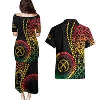 Proudly Ni-Van Sandroing Inspired Classic Style Couples Matching Puletasi and Hawaiian Shirt