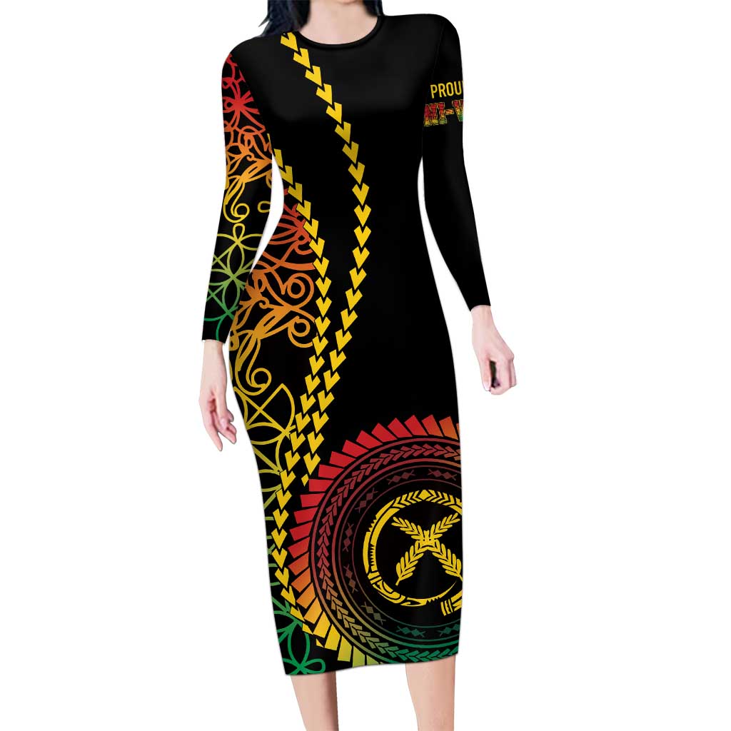 Proudly Ni-Van Sandroing Inspired Classic Style Family Matching Long Sleeve Bodycon Dress and Hawaiian Shirt LT7 Mom's Dress Colorful - Polynesian Pride