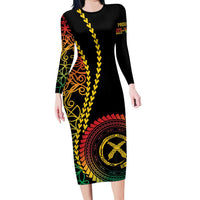 Proudly Ni-Van Sandroing Inspired Classic Style Family Matching Long Sleeve Bodycon Dress and Hawaiian Shirt LT7 Mom's Dress Colorful - Polynesian Pride