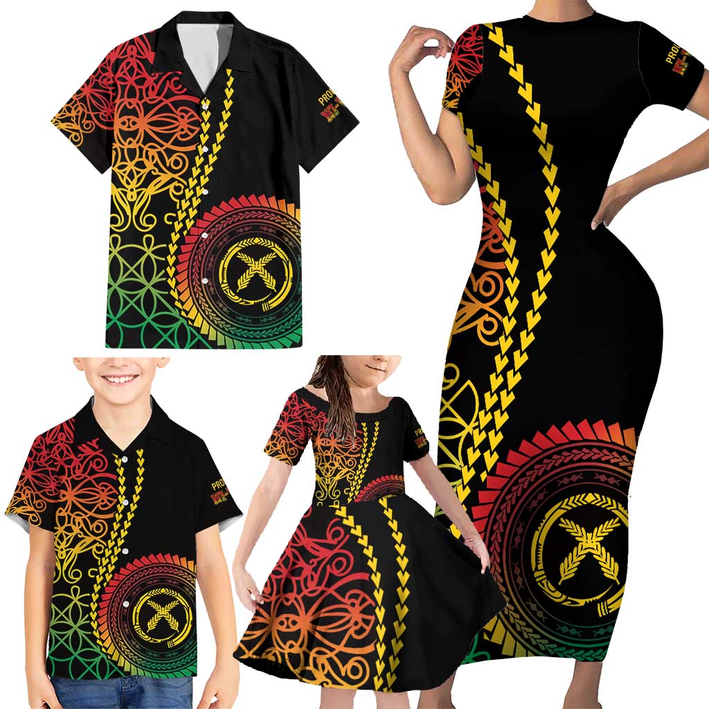 Proudly Ni-Van Sandroing Inspired Classic Style Family Matching Short Sleeve Bodycon Dress and Hawaiian Shirt LT7 - Polynesian Pride