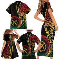 Proudly Ni-Van Sandroing Inspired Classic Style Family Matching Short Sleeve Bodycon Dress and Hawaiian Shirt LT7 - Polynesian Pride