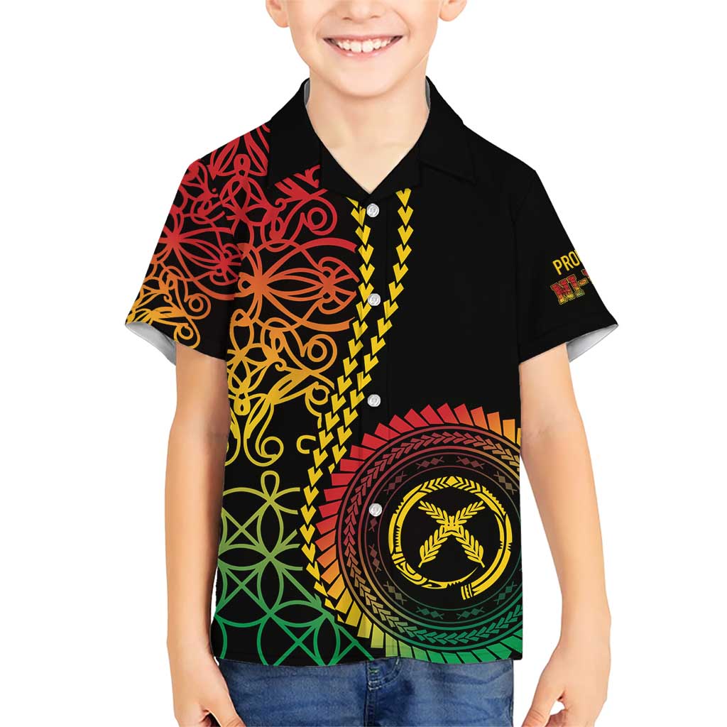 Proudly Ni-Van Sandroing Inspired Classic Style Family Matching Short Sleeve Bodycon Dress and Hawaiian Shirt LT7 Son's Shirt Colorful - Polynesian Pride