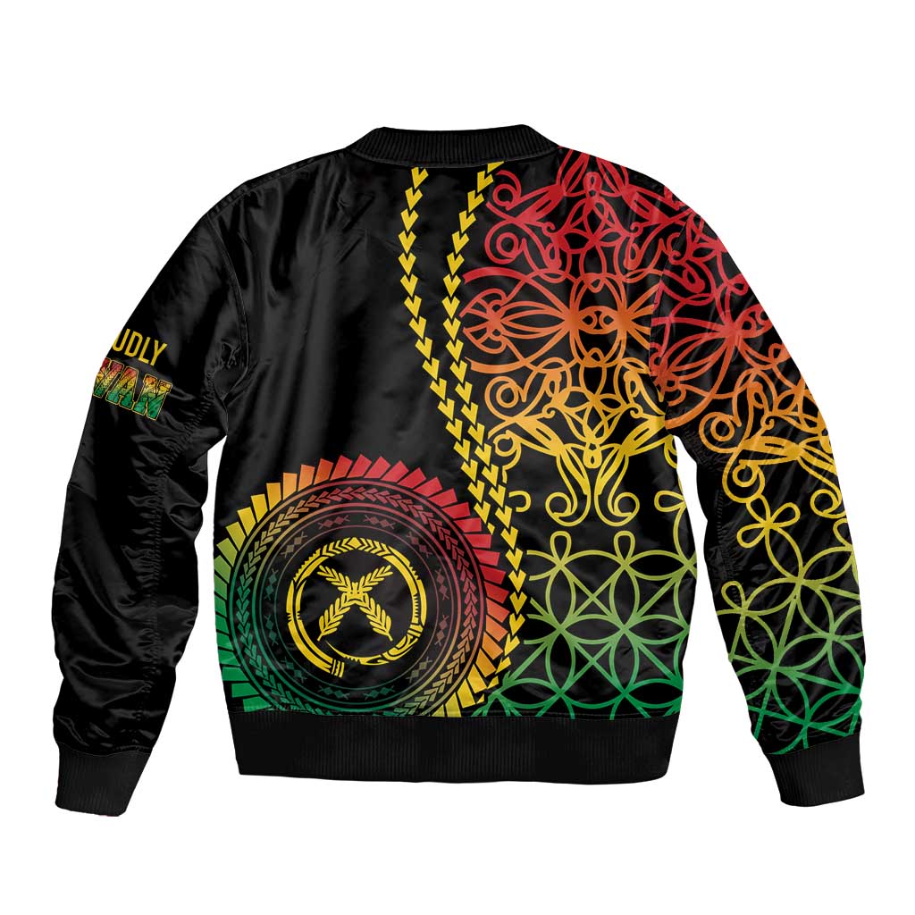Proudly Ni-Van Sandroing Inspired Classic Style Sleeve Zip Bomber Jacket LT7 - Polynesian Pride