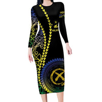 Proudly Ni-Van Sandroing Inspired Family Matching Long Sleeve Bodycon Dress and Hawaiian Shirt Malampa Classic Style LT7 Mom's Dress Colorful - Polynesian Pride