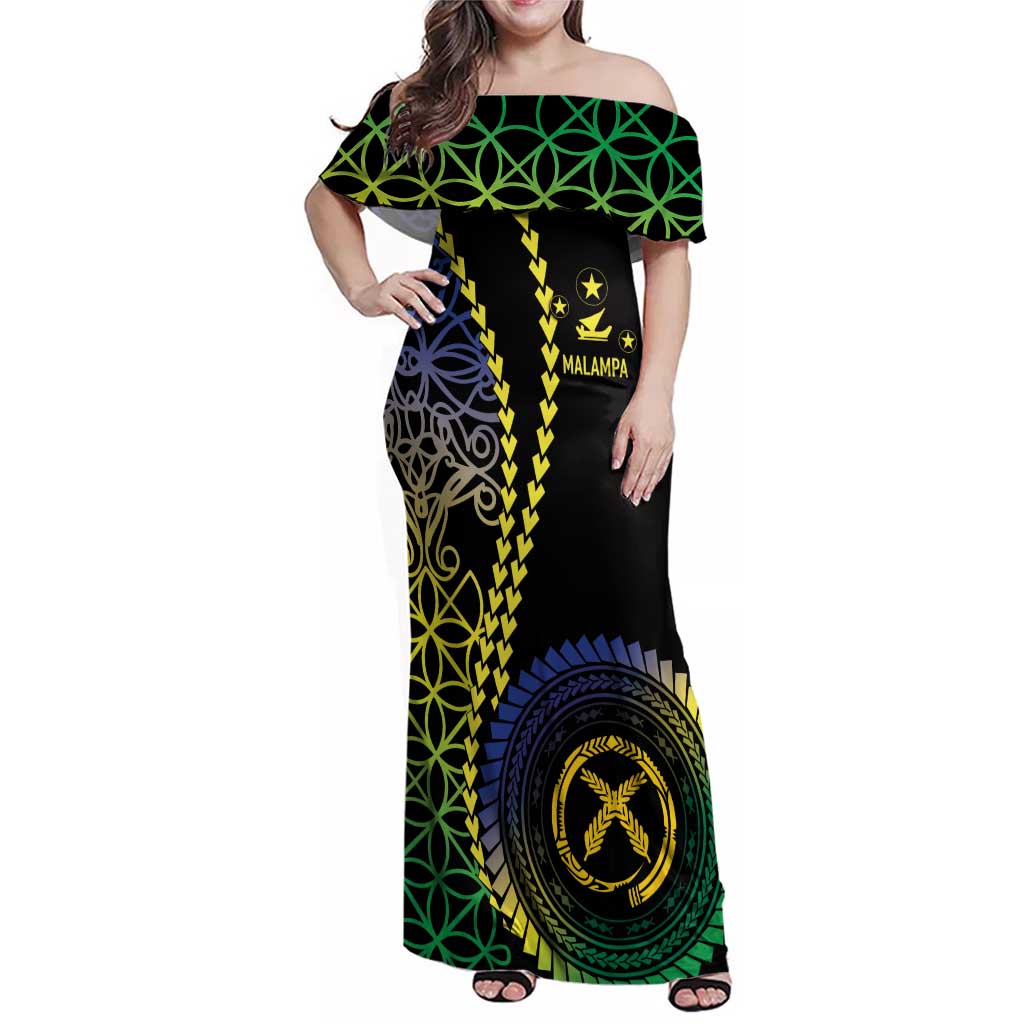 Proudly Ni-Van Sandroing Inspired Family Matching Off Shoulder Maxi Dress and Hawaiian Shirt Malampa Classic Style LT7 Mom's Dress Colorful - Polynesian Pride